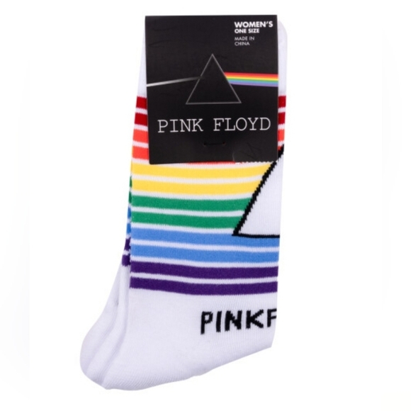 4/$25 New Pink Floyd Rainbow Striped Socks Novelty Unisex Crew Socks - Picture 1 of 3